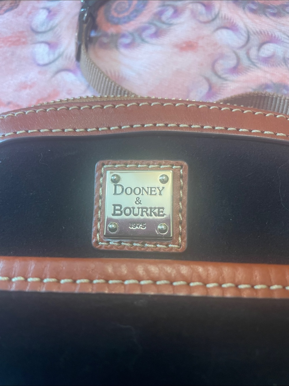 Dooney & Bourke Black Suede Mini Shoulder Bag with Brown Leather Trim - Picture 6 of 7